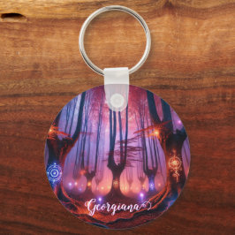 Llavero Nombre personalizado Bosque de Whimsigoth con enca