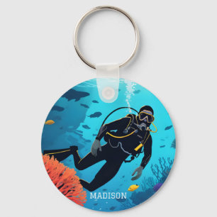 Llavero Nombre personalizado Buceador Scuba