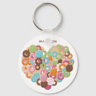 Llavero Nombre personalizado Cadenas de claves Donut Lover