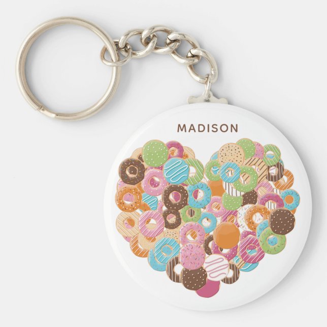 Llavero Nombre personalizado Cadenas de claves Donut Lover (Frente)