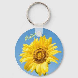 Llavero Nombre personalizado Cadenas de claves girasol