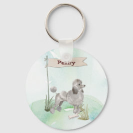 Llavero Nombre personalizado Caniche Gris Mascota Perro