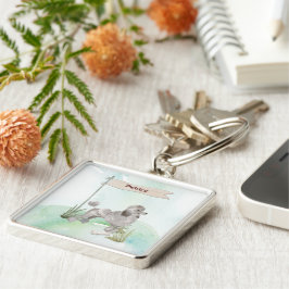 Llavero Nombre personalizado Caniche Gris Mascota Perro