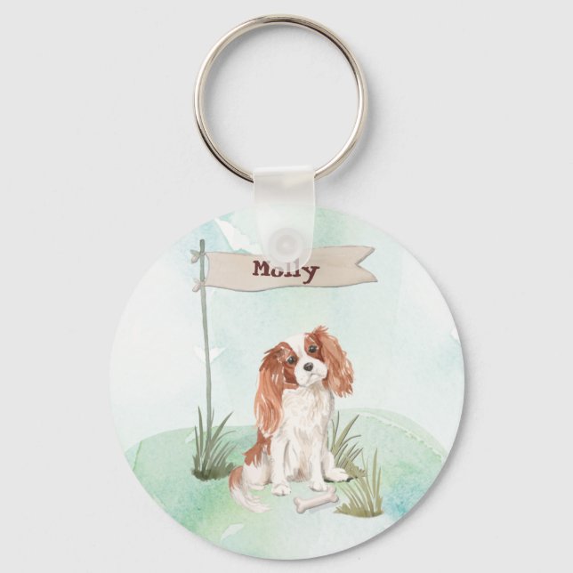 Llavero Nombre personalizado Cavalier King Charles Spaniel (Anverso)