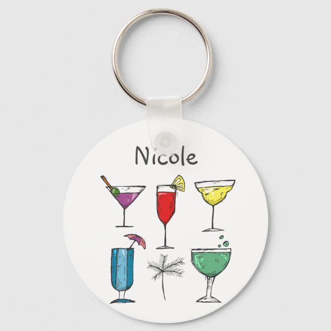Llavero Nombre personalizado Cóctel Alcohol Bebe Diversión (Anverso)