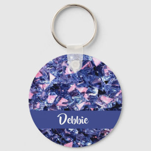 Llavero Nombre personalizado Cristales brillantes azules