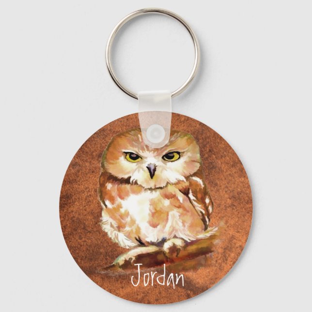 Llavero Nombre personalizado de ave acuarela personalizada (Anverso)