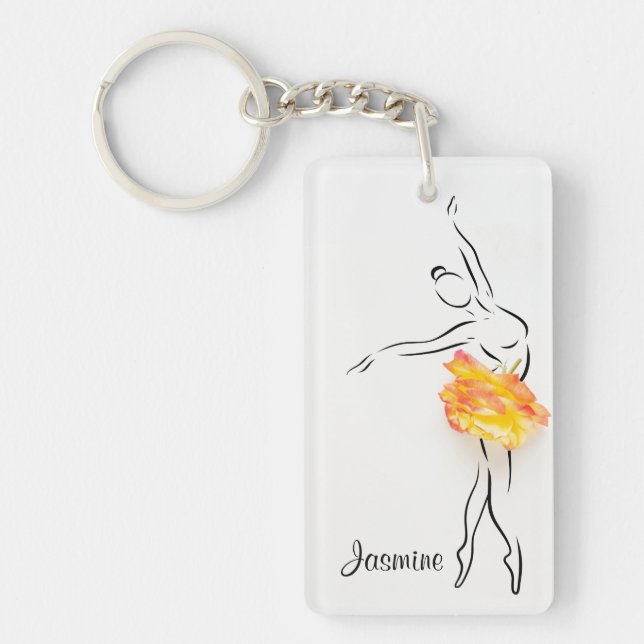 Llavero Nombre personalizado de bailarina de ballet Rosa B (Frente)