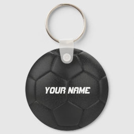 Llavero Nombre personalizado de Black Soccer Ball