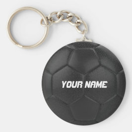Llavero Nombre personalizado de Black Soccer Ball