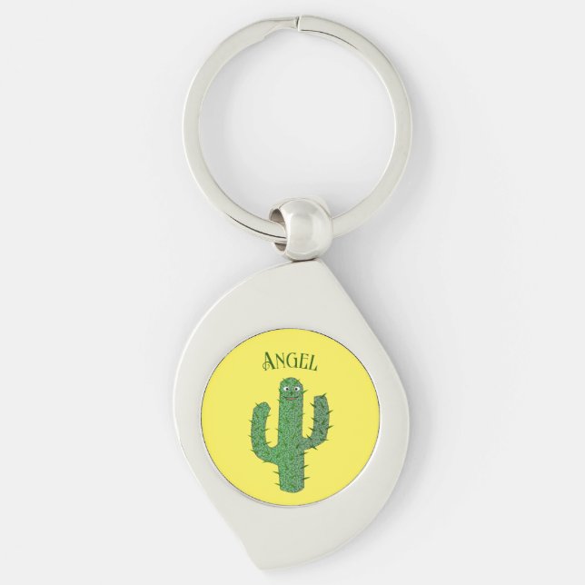 Llavero Nombre personalizado de Cactus Happy Day of the De (Anverso)