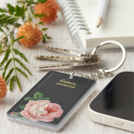 Llavero Nombre personalizado de flor rosa