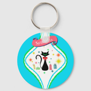 Llavero Nombre personalizado de gato retro siamés navidade