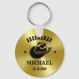 Llavero Nombre personalizado de Groomsmen, Gorra de Cowboy