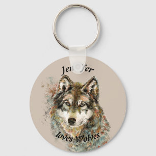 Llavero Nombre personalizado de la cita de lobos de amor P