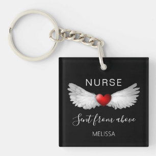 Llavero Nombre personalizado de la enfermera Angel del cor