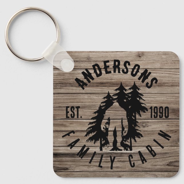 Llavero Nombre personalizado de la familia de madera rústi (Anverso)
