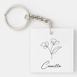 Llavero Nombre personalizado de la flor del mes de nacimie