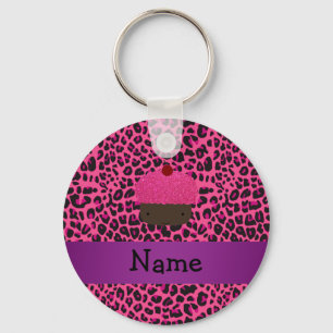 Llavero Nombre personalizado de la huella de bigote rosado