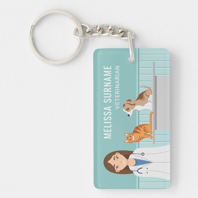 Llavero Nombre personalizado de la Médico de veterinaria (Frente)