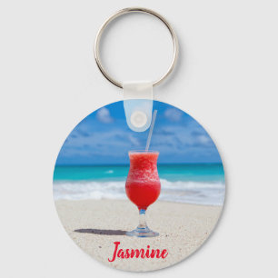Llavero Nombre personalizado de la playa del océano azul t