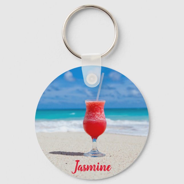 Llavero Nombre personalizado de la playa del océano azul t (Anverso)