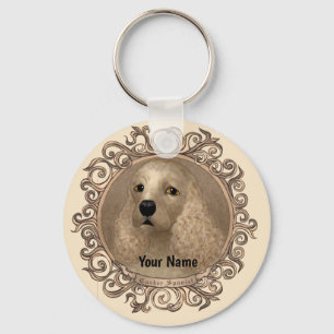 Llavero Nombre personalizado de Ornate cocker spaniel