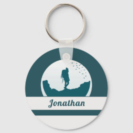 Llavero Nombre personalizado de paisaje de senderismo retr