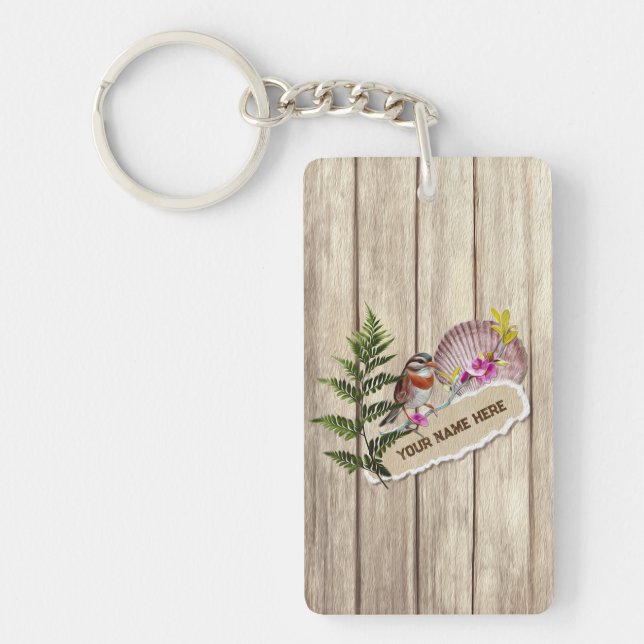 Llavero Nombre personalizado de pintura de aceite de mader (Frente)