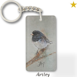 Llavero Nombre personalizado de pintura de pájaros Junco d