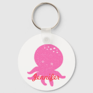 Llavero Nombre personalizado de pulpo rosado