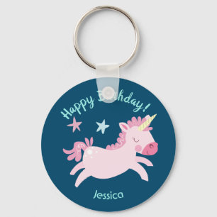 Llavero Nombre personalizado de unicornio rosa mágico