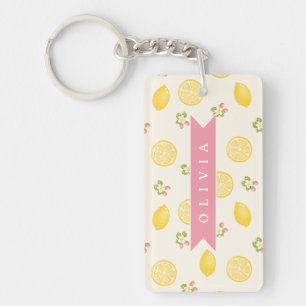 Llavero Nombre Personalizado de Verano Floral de Limón Per