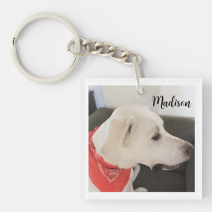 Llavero Nombre personalizado del amante del perro blanco y