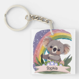 Llavero Nombre personalizado del bebé de Koala Arcoiris