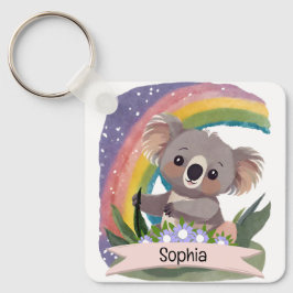 Llavero Nombre personalizado del bebé de Koala Arcoiris