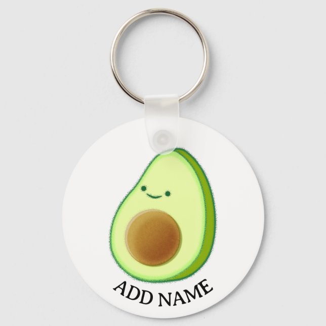 Llavero Nombre personalizado del dibujo de aguacate verde  (Anverso)