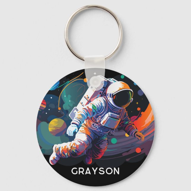 Llavero Nombre personalizado del espacio astronauta modern (Anverso)