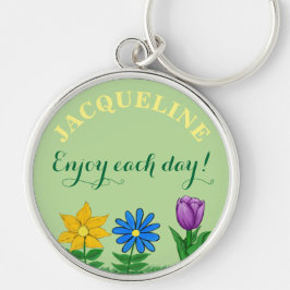 Llavero Nombre personalizado del jardín floral