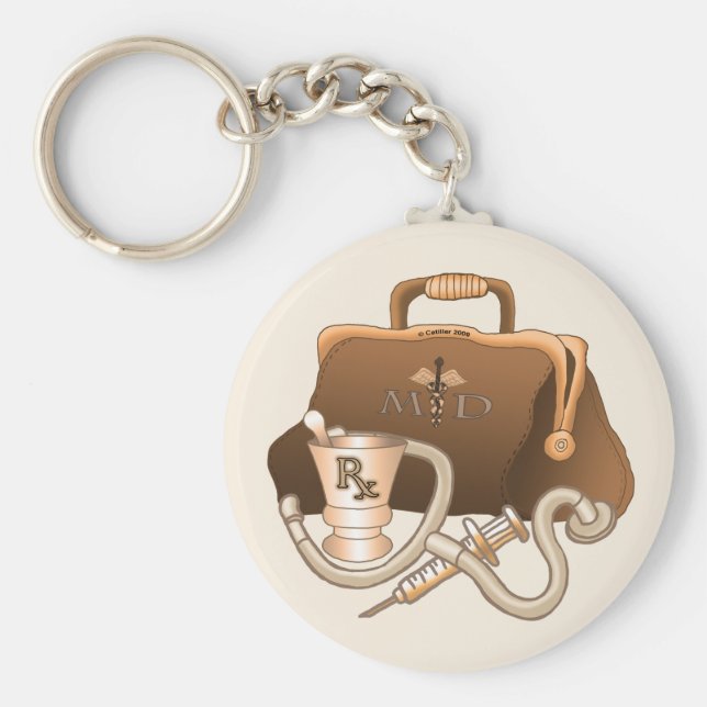 Llavero Nombre personalizado del médica MD Keychain (Frente)