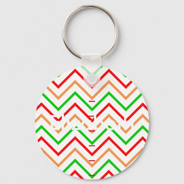 Llavero Nombre personalizado del Naranja verde rojo Chevro (Anverso)