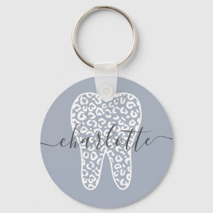 Llavero Nombre personalizado Dental Leopard Print Tooth Gi