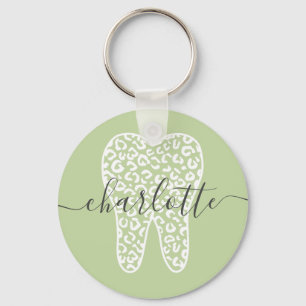Llavero Nombre personalizado Dental Leopard Print Tooth Gi