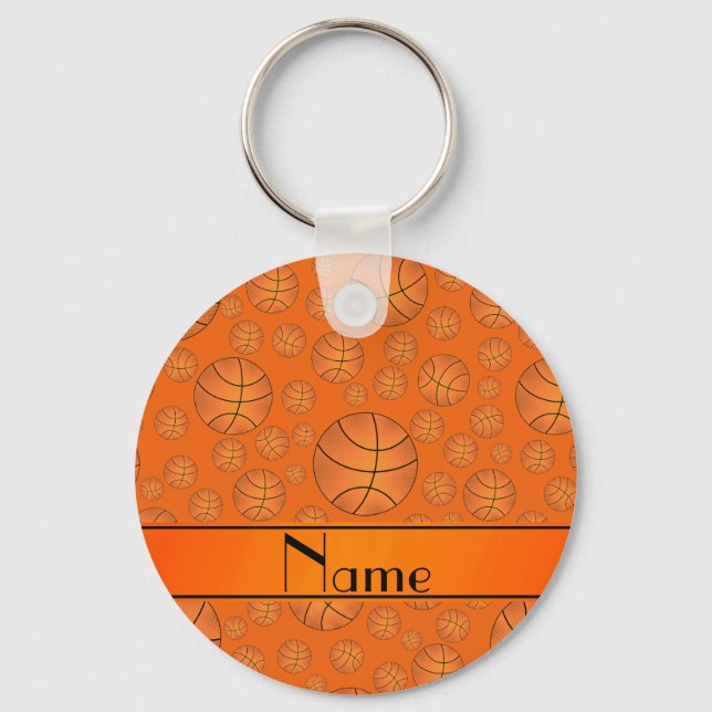 Llavero Nombre personalizado diversión naranja baloncesto  (Anverso)