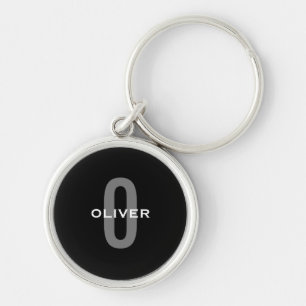 Llavero Nombre personalizado en monograma negro gris blanc
