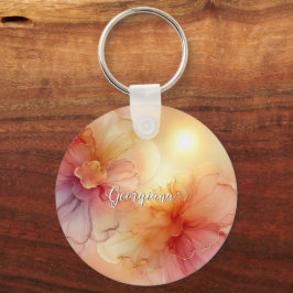 Llavero Nombre personalizado Engranaje Raspberry Floral Al