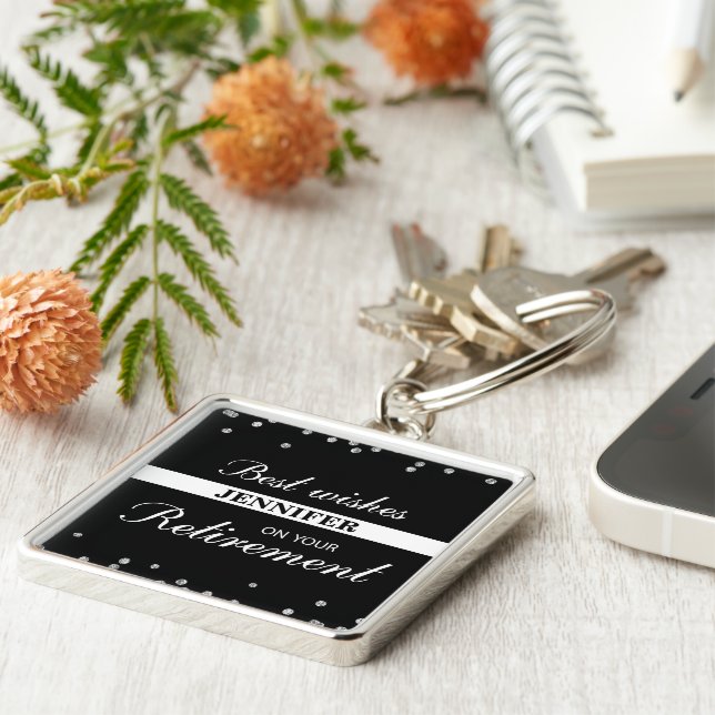Llavero Nombre personalizado, felicitaciones de jubilación (Lado)