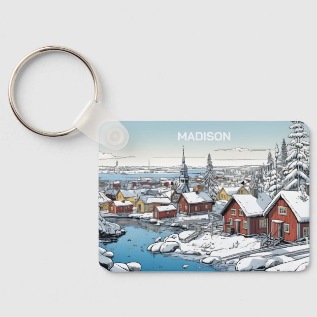 Llavero Nombre personalizado Finlandia Ilustracion de invi (Reverso )