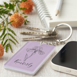 Llavero Nombre personalizado Flor de nacimiento de iris de