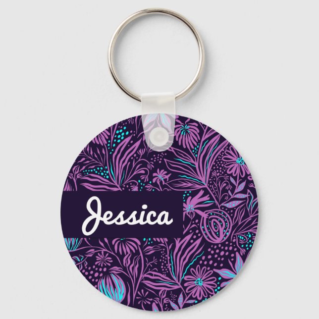 Llavero Nombre personalizado Floral Keychain (Anverso)